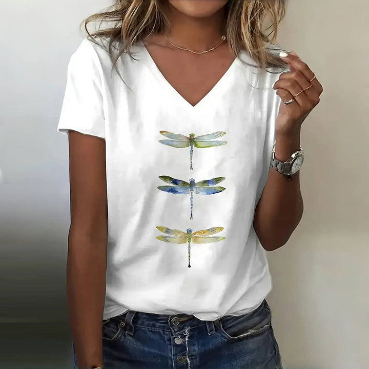 Daria / Casualny T-shirt z nadrukiem ważki