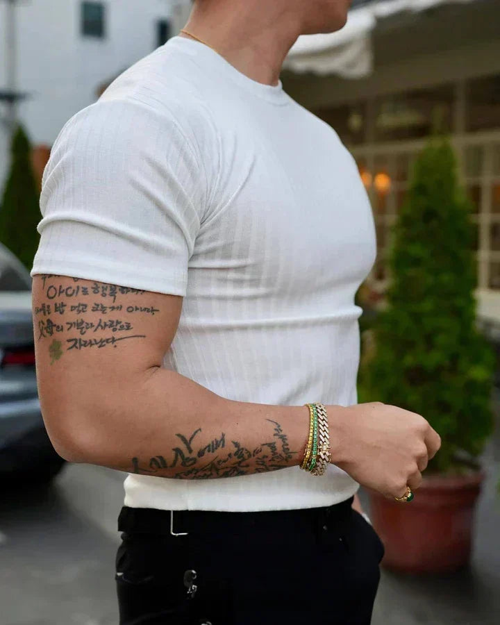 Callum | T-shirt z okrągłym dekoltem i elastycznym materiałem
