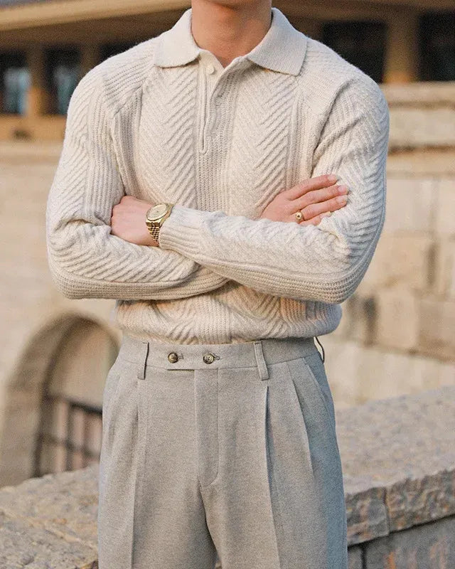 Ellis | Sweter Polo z Długim Rękawem