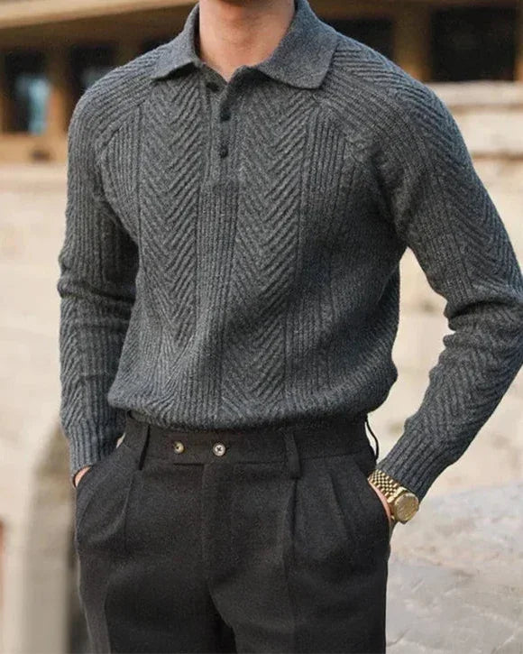 Ellis | Sweter Polo z Długim Rękawem
