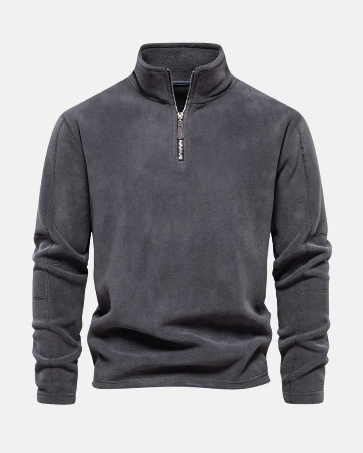 Lennox | Gruby Fleece Sweter z Pół-Zipem