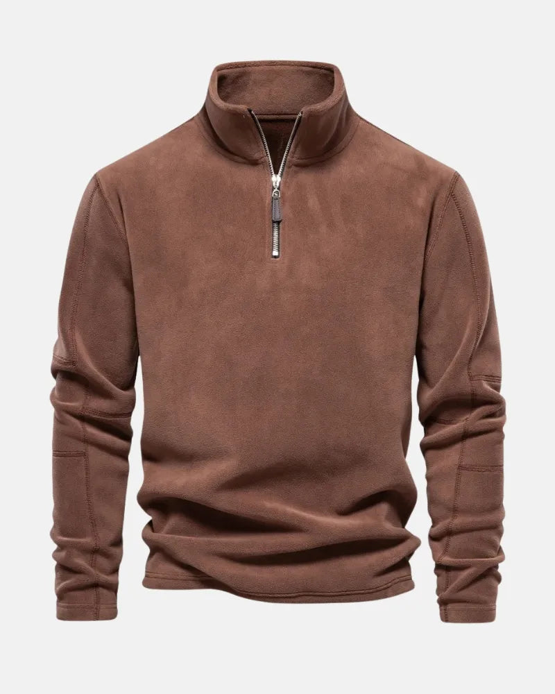 Lennox | Gruby Fleece Sweter z Pół-Zipem