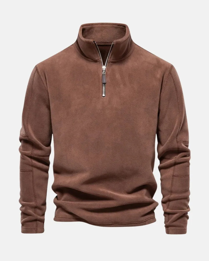 Lennox | Gruby Fleece Sweter z Pół-Zipem