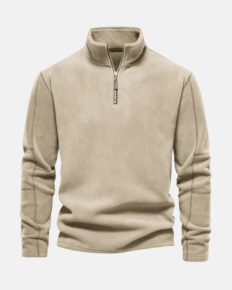 Lennox | Gruby Fleece Sweter z Pół-Zipem