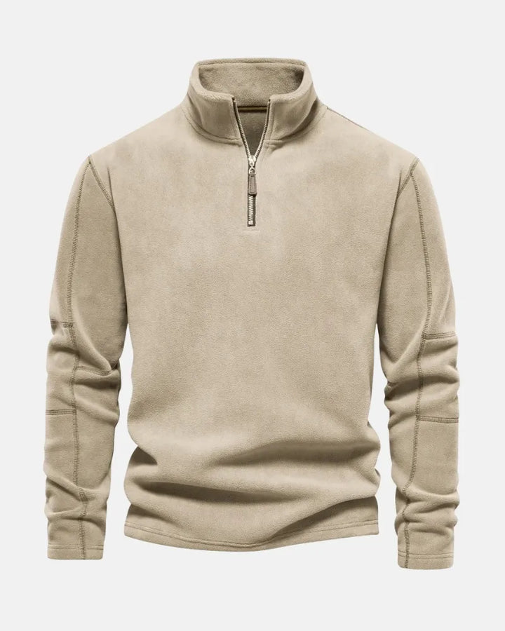 Lennox | Gruby Fleece Sweter z Pół-Zipem