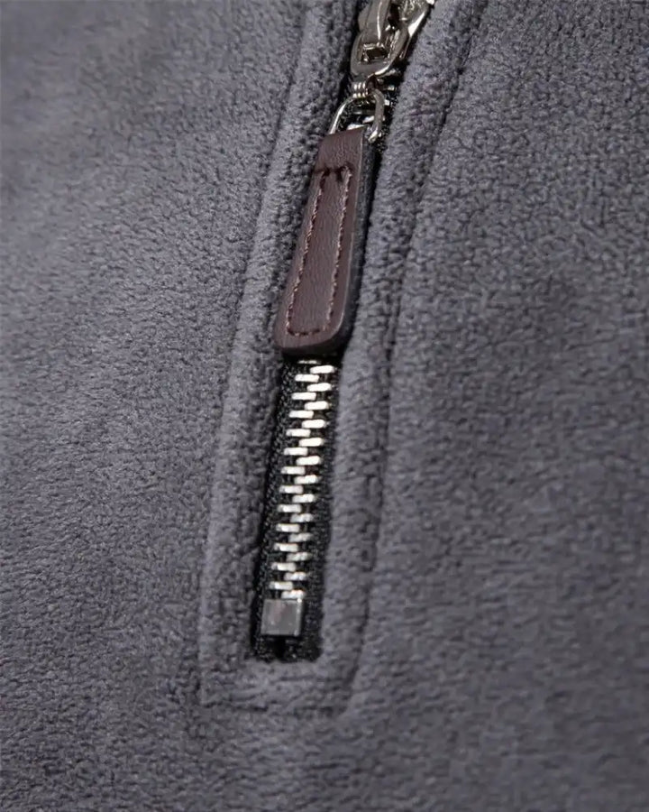 Lennox | Gruby Fleece Sweter z Pół-Zipem