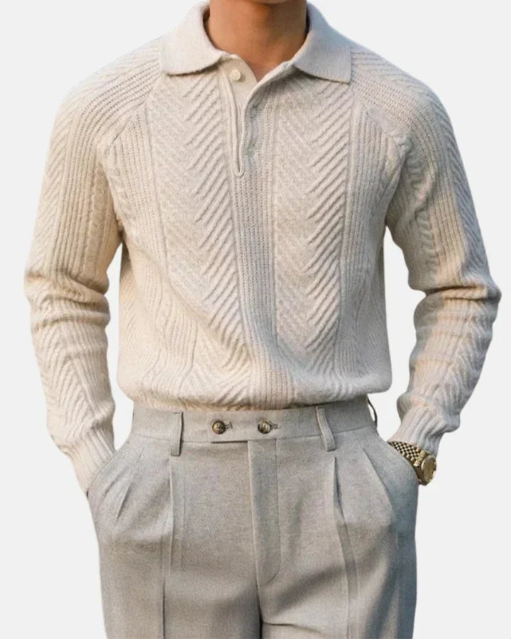 Ellis | Sweter Polo z Długim Rękawem