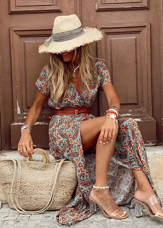 Michalina / Zwiewna Boho Sukienka Maxi