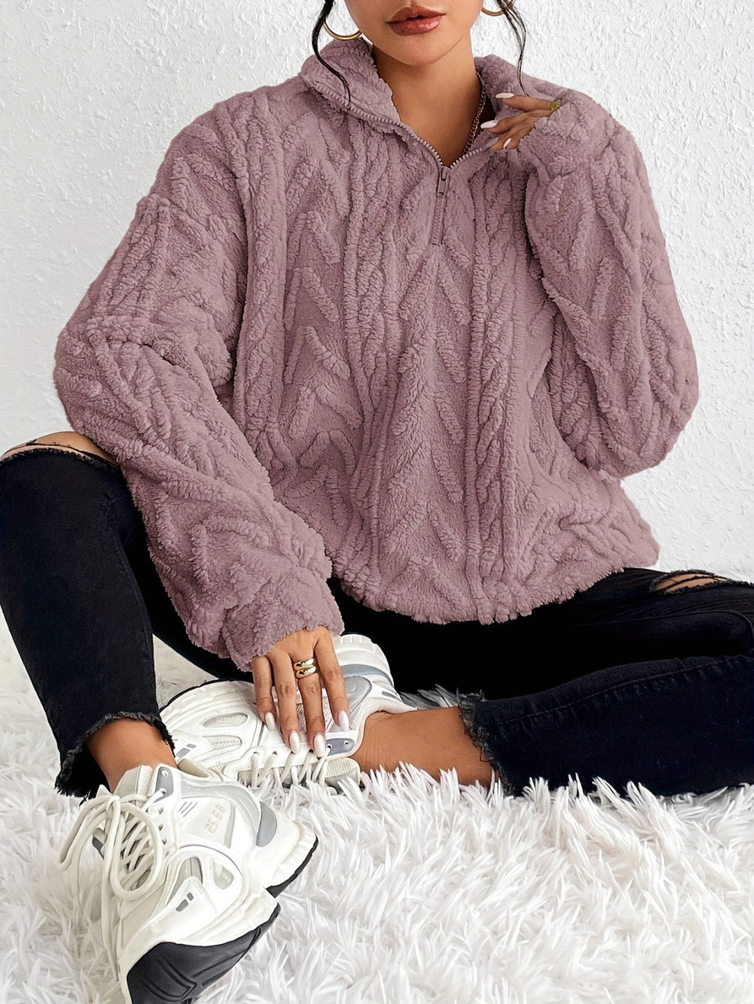 Aila - Puszysty Sweter z Zamkiem