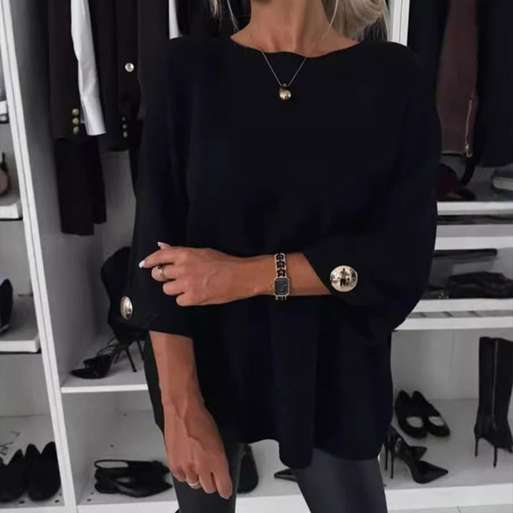 Millie - Elegancka Bluzka z Guzikami na Rękawach