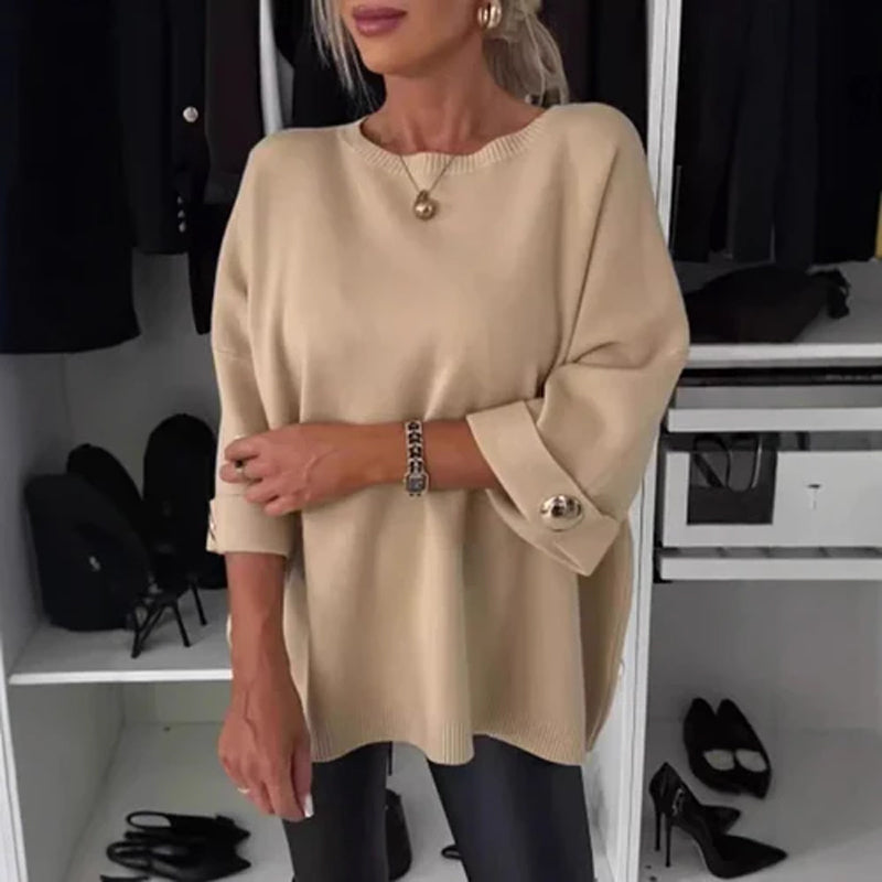 Millie - Elegancka Bluzka z Guzikami na Rękawach
